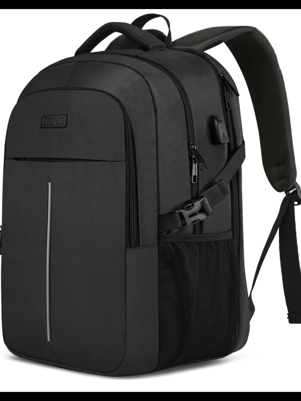 50L Black Tech Backpack with USB Charging Port